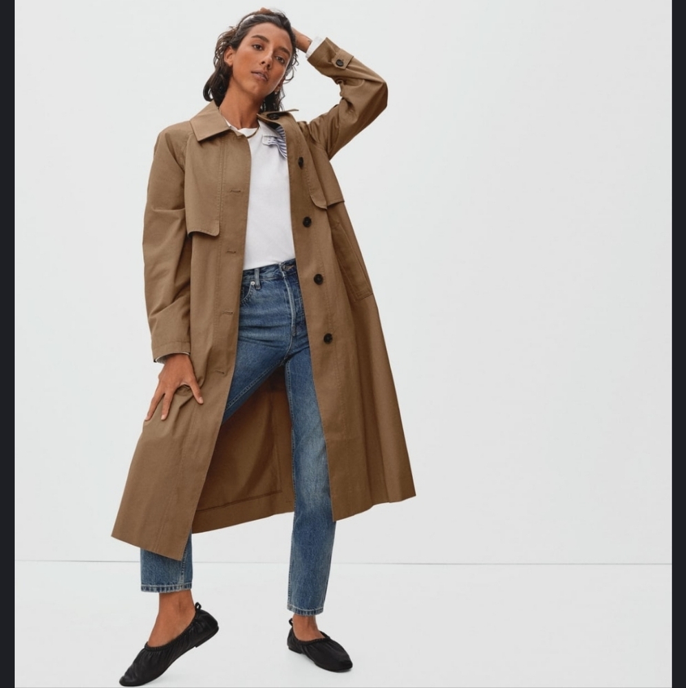 Everlane Oversized Long Trench In Toasted Coconut